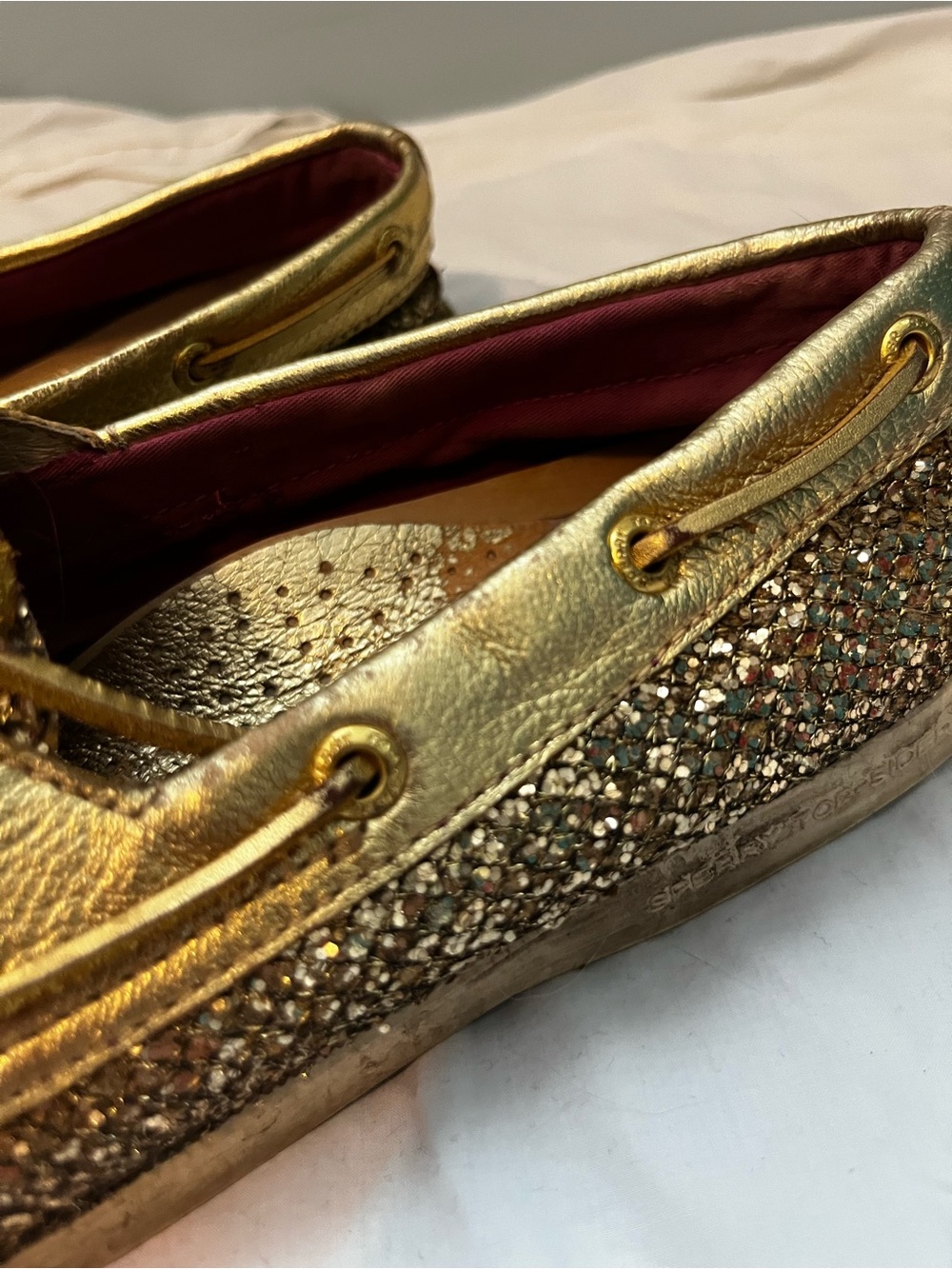 ✨ Sperry Top-Sider Gold Glitter Authentic Original Boat Shoes ✨ - Picture 6 of 7